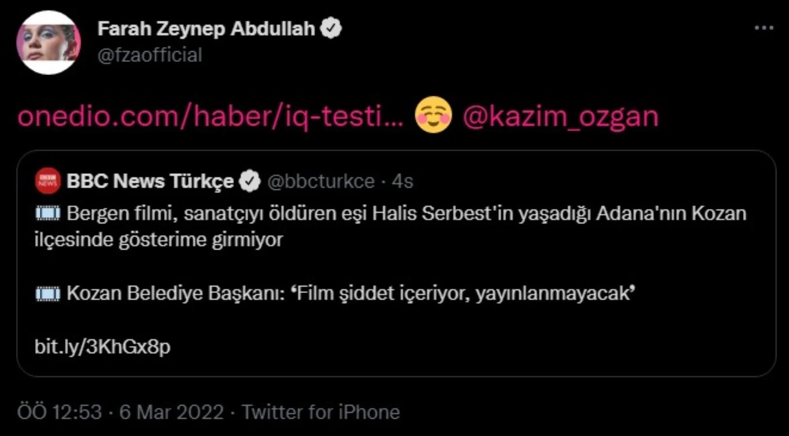 Bergen'i Yayınlamayan Belediye Başkanına Farah Zeynep Abdullah'tan IQ Testi - Resim: 1