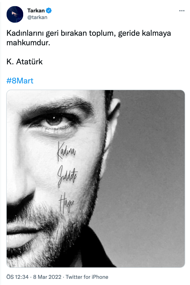 Tarkan'dan 8 Mart Mesajı: Atatürk'ün O Sözlerini Hatırlattı - Resim: 1