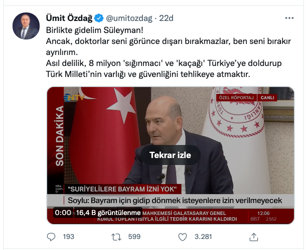 Özdağ'dan Soylu'ya Tımarhane Yanıtı: Birlikte Gidelim Süleyman! - Resim: 1