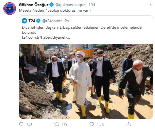 Gökhan Özoğuz Ali Erbaş'a tepki gösterdi: Jeoloji doktorası mı var? - Resim: 1