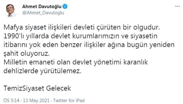 Davutoğlu'ndan Sedat Peker'in iddialarına Sert Tepki - Resim: 1