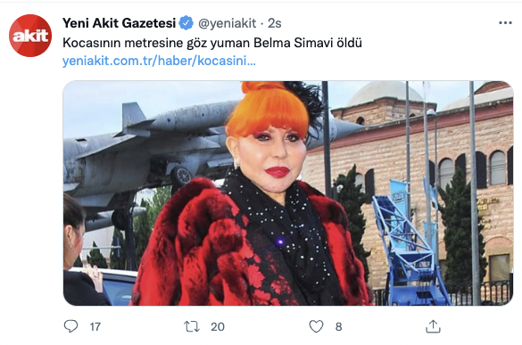 Yeni Akit Hayatını Kaybeden Belma Simavi'yi Hedef Aldı: Metresine Göz Yuman... - Resim: 1