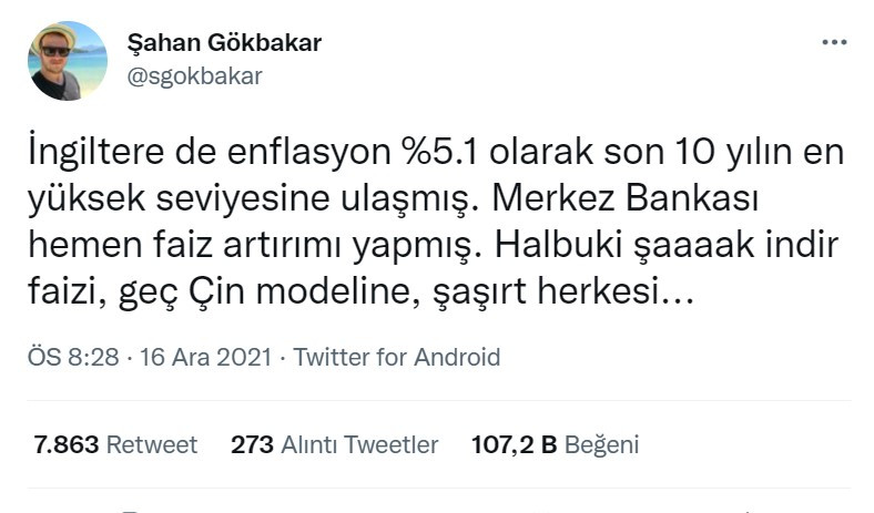 Şahan Gökbakar Merkez Bankası'nın Kararını Ti'ye Aldı - Resim: 1