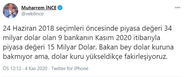 Muharrem İnce'den Berat Albayrak'a dolar göndermesi: Fakirleşiyoruz - Resim: 1