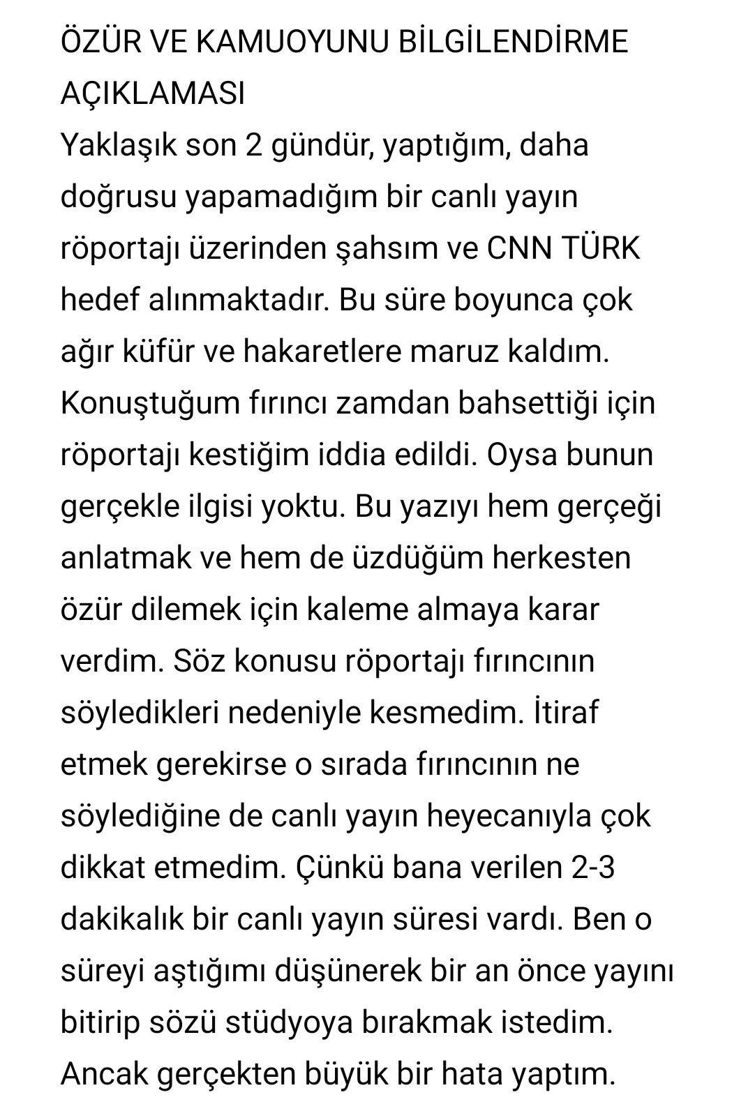 CNN Türk Muhabiri Fırıncı Röportajı İçin Özür Diledi - Resim: 1