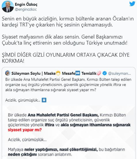 CHP'den Soylu'ya Sedat Peker Tepkisi: Oyunlarım Ortaya Çıkar Diye Korkma - Resim: 1