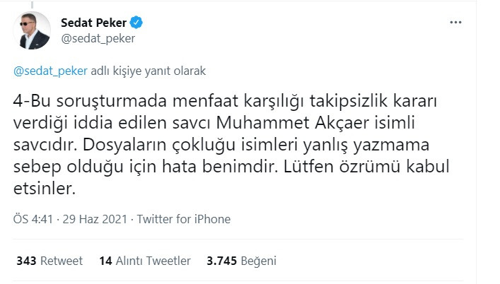 Sedat Peker, Savcı Mesut Erdinç Bayhan ve Murat Gür İbrahimoğlu’ndan Özür Diledi - Resim: 2