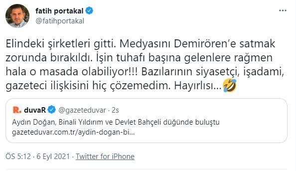 Fatih Portakal'dan Çarpıcı Aydın Doğan Yorumu: Başına Gelenlere Rağmen... - Resim: 1