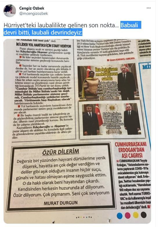 Hürriyet Gazetesi'nde Gelinen Son Nokta! Laubali Devrindeyiz... - Resim: 1