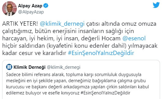 Prof. Dr. Alpay Azap, Esin Şenol'a Sosyal Medyadan Destek Verdi - Resim: 1