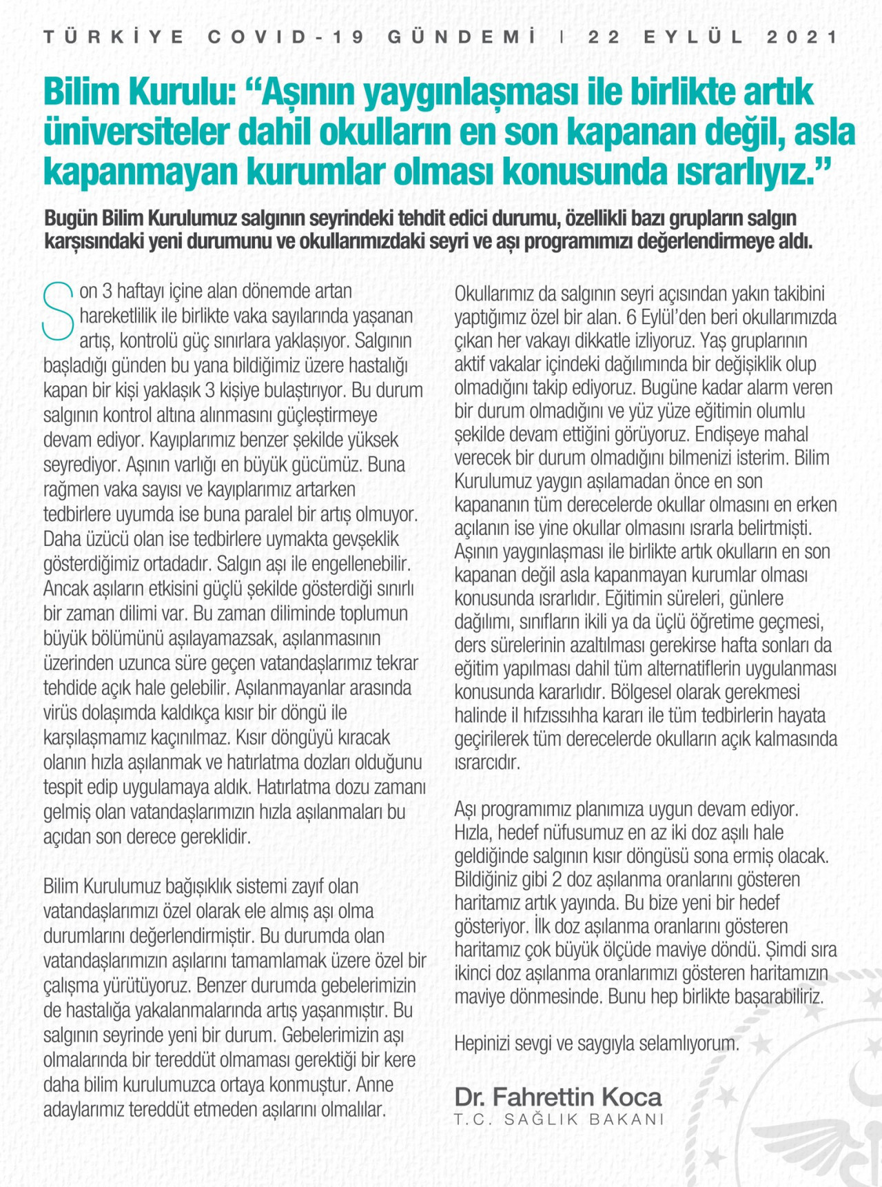 Bilim Kurulu'ndan Yüz Yüze Eğitim Kararı Çıktı! - Resim: 1