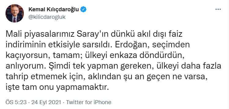 Kılıçdaroğlu'ndan Erdoğan'a: Tek Yapman Gereken Aklından Geçeni Yapmamaktır - Resim: 1