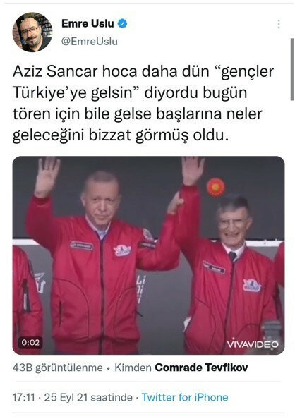 Emre Uslu, Erdoğan ve Sancar'ı Montajlayıp Paylaştı: Apar Topar Sildi - Resim: 1