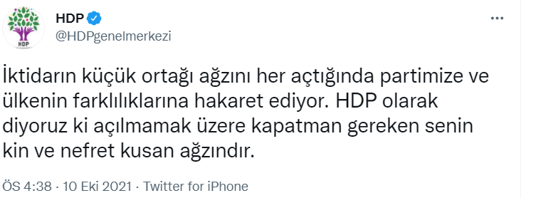 HDP'den Bahçeli'nin HDP Kapatılsın Açıklamasına Çok Sert Yanıt! - Resim: 1