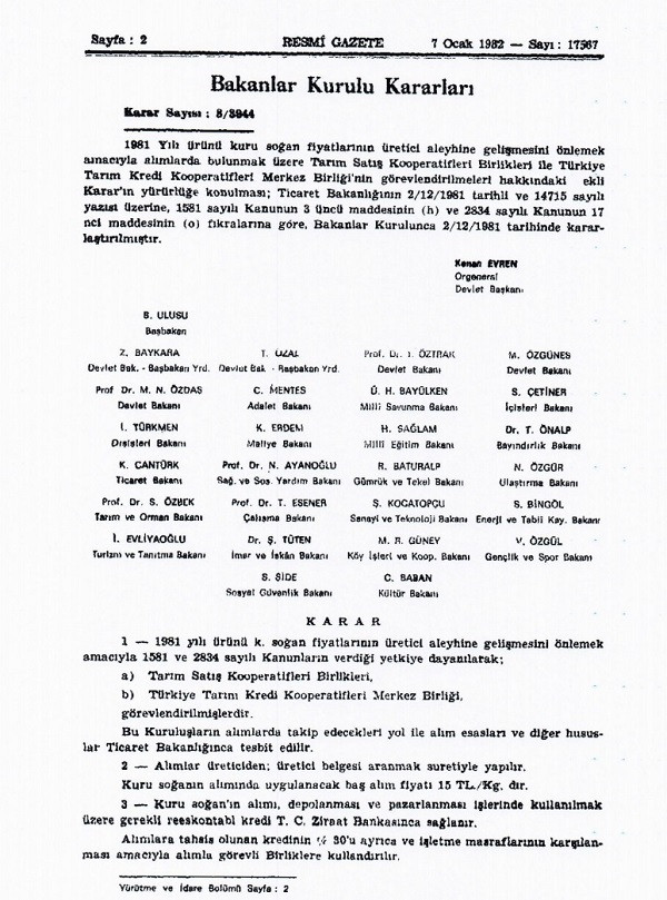 12 Eylül Askeri yönetimi 38 yıl önce soğanın depolarda çürümemesi için hangi kararı çıkarmış… - Resim: 2