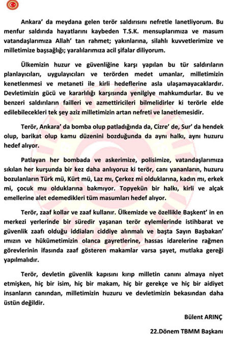 Arınç'tan Ankara saldırısı tepkisi: İstifa etsinler - Resim: 1