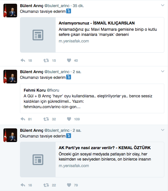 Arınç'tan Hayır mesajlı, AK Parti'ye nasıl zarar verilir? paylaşımı - Resim: 1