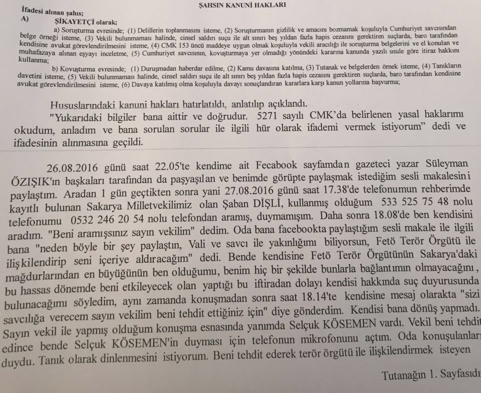 Şaban Dişli, Seni FETÖ’cü diye içeri attırırım dedi! - Resim: 1