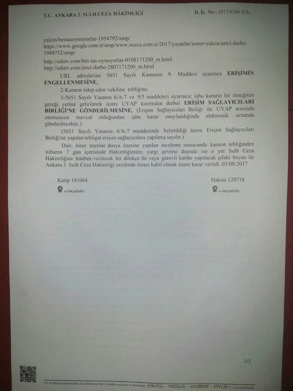 Soner Yalçın'ın Artçı darbe ve Beş Taş Oynuyorlar yazılarına erişim engeli - Resim: 2