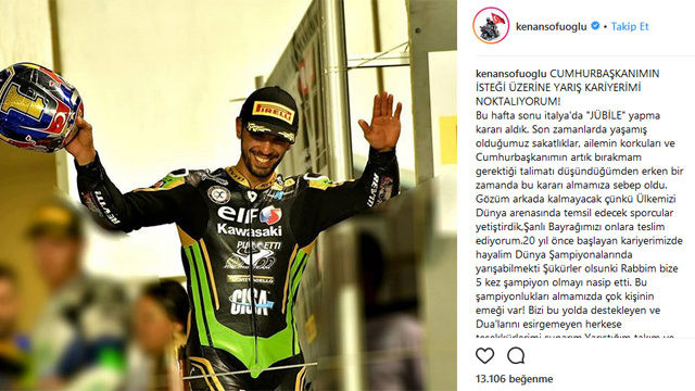 Kenan Sofuoğlu: Cumhurbaşkanımın isteği üzerine yarış kariyerimi noktalıyorum! - Resim: 1