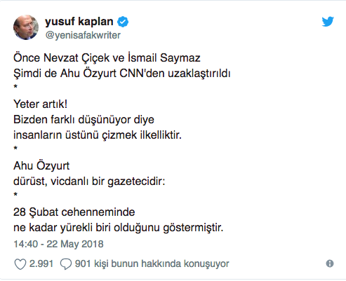 Yeni Şafak yazarı Yusuf Kaplan, CNN Türk'teki işten çıkarmalara tepkili: Yeter artık! - Resim: 1