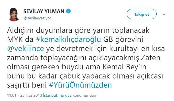 Haberturk yazarı Sevilay Yılman: CHP'de Kılıçdaroğlu koltuğu İnce'ye devredecek - Resim: 1