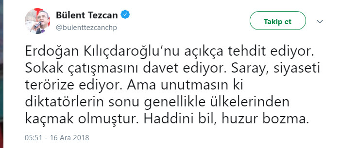 Bülent Tezcan'dan Erdoğan'a: Diktatörlerin sonu ülkelerinden kaçmak olmuştu - Resim: 1