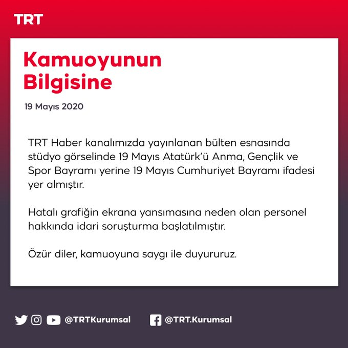 19 Mayıs'ta TRT Haber'de skandal hata! Özür açıklaması geldi - Resim: 1