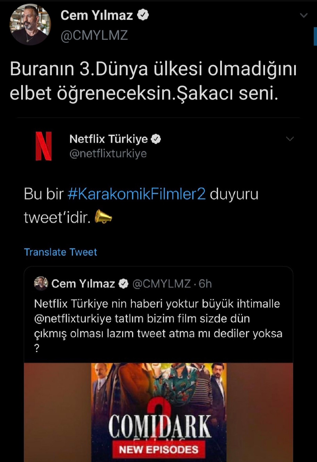 Cem Yılmaz'dan Netflix'e yanıt: Buranın üçüncü dünya ülkesi olmadığını öğreneceksin - Resim: 2
