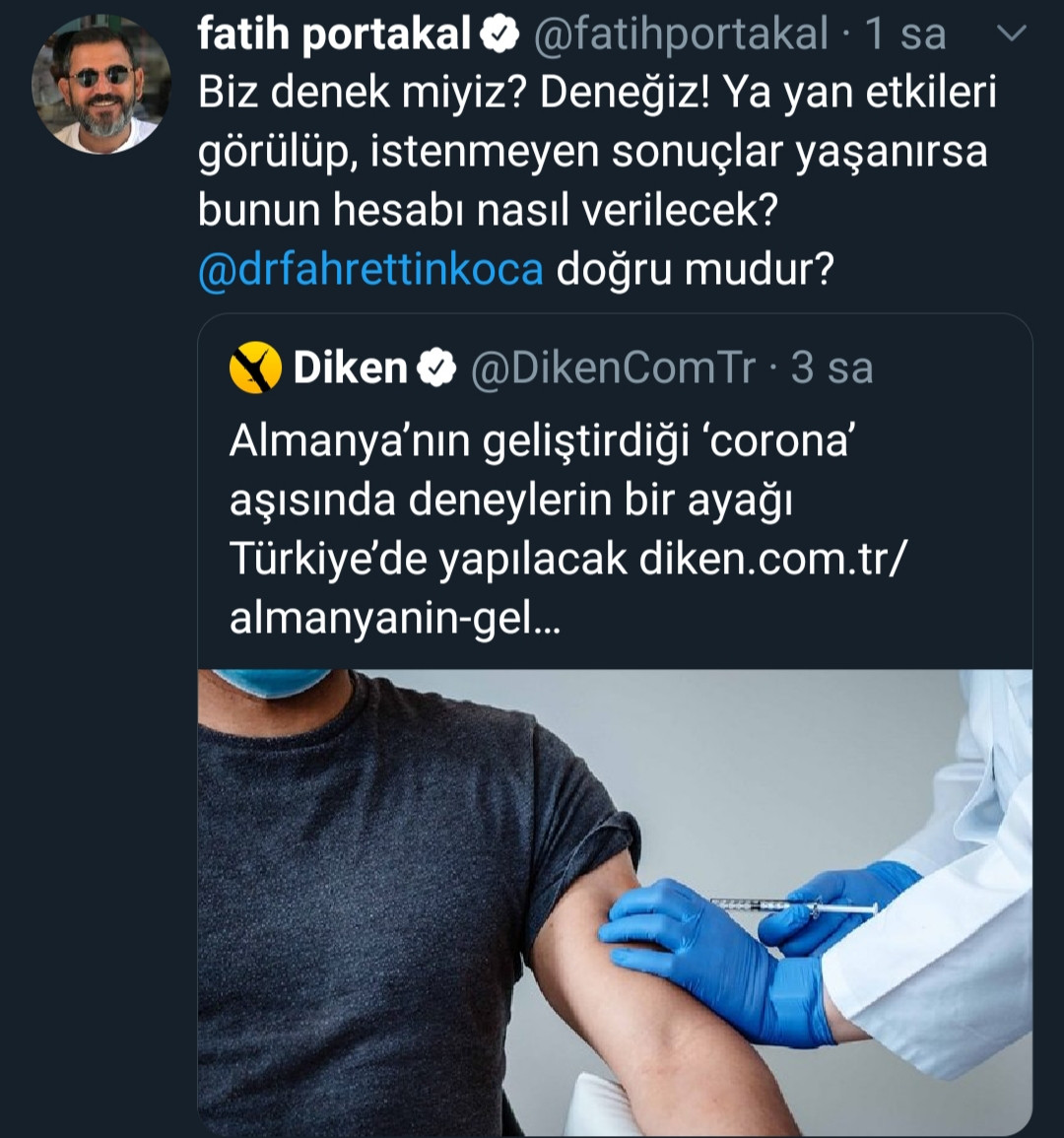 Fatih Portakal'dan aşı tepkisi: Biz denek miyiz? - Resim: 1