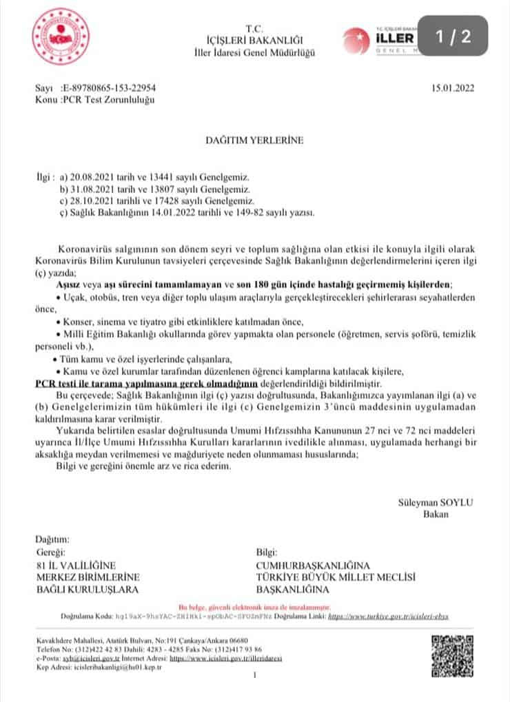 Aşısızlara Uygulanan PCR Testi Şartı Kaldırıldı - Resim: 1
