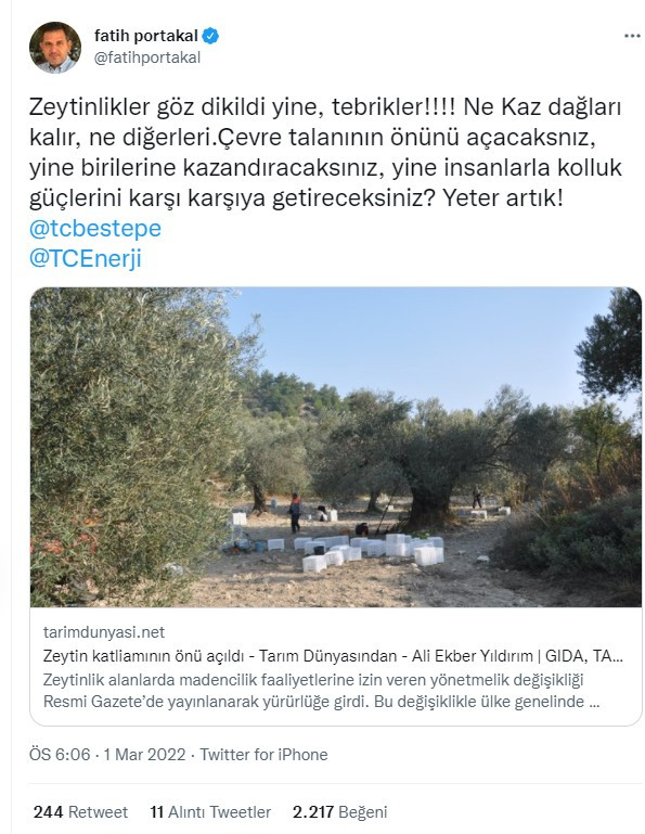 Fatih Portakal'ın Zeytinlik İsyanı: Yeter Artık! - Resim: 1