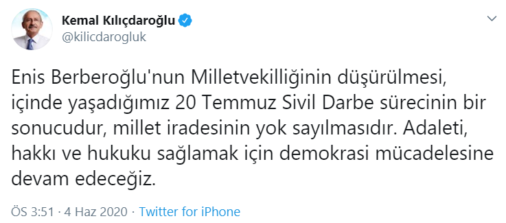 Kılıçdaroğlu'ndan Enis Berberoğlu açıklaması - Resim: 1