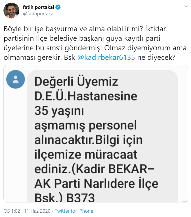 Fatih Portakal sordu: AKP’li ilçe başkanı bu mesajı gönderdi mi? - Resim: 1