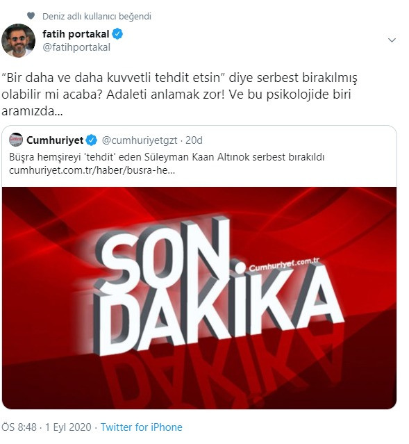 Fatih Portakal'dan Kaan Altınok'un serbest bırakılmasına tepki - Resim: 1