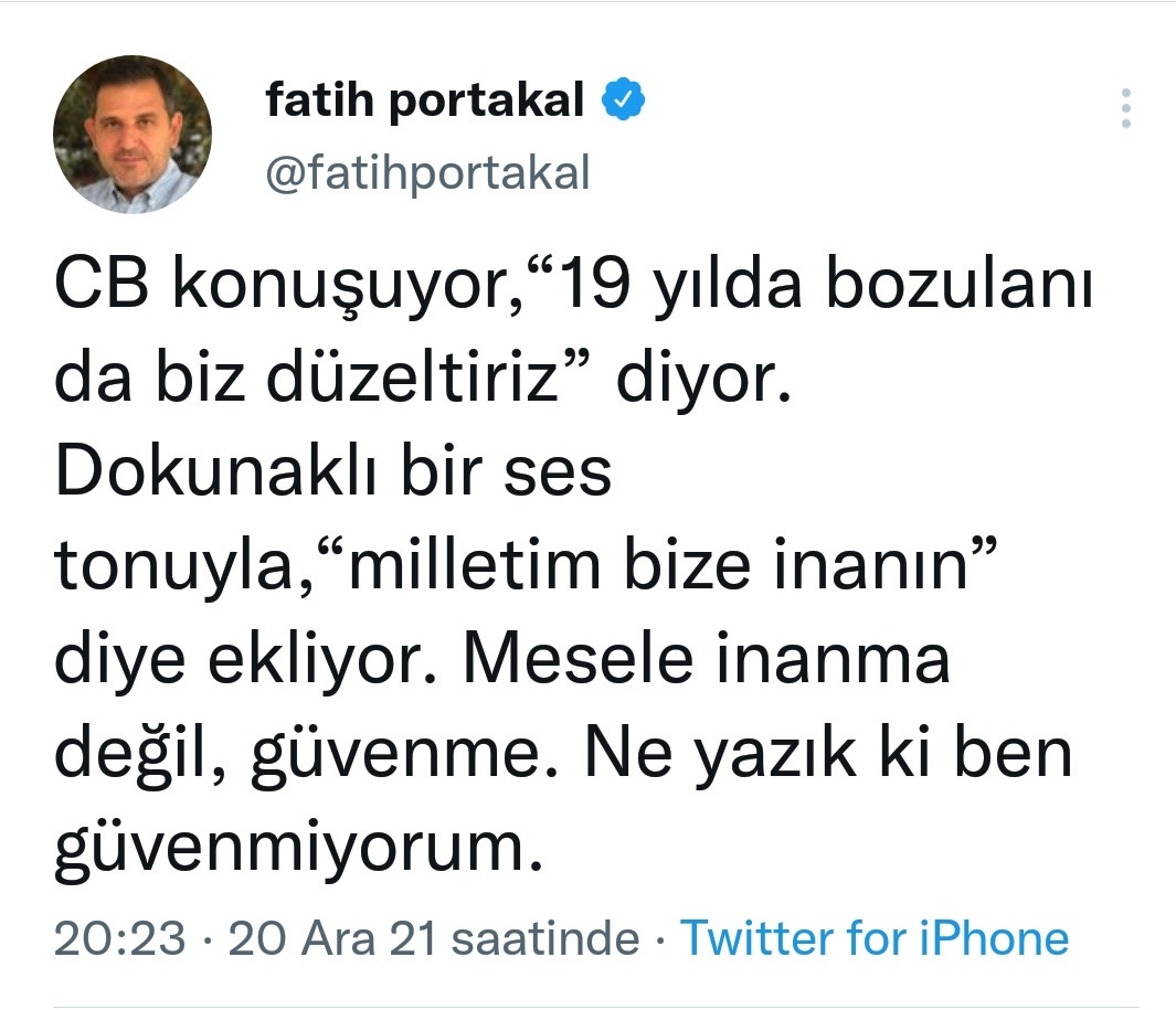 Portakal'dan Erdoğan'a: Ne Yazık ki Ben Güvenmiyorum - Resim: 1