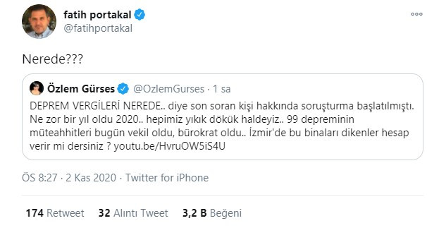 Fatih Portakal'dan deprem vergileri nerede sorusu - Resim: 1