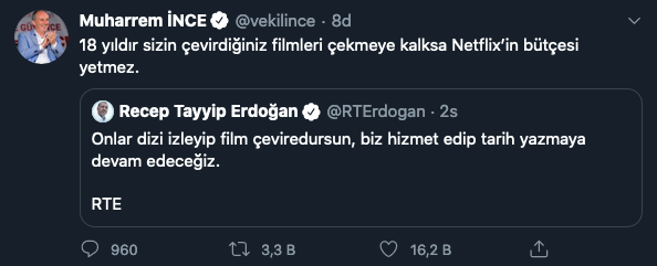 Muharrem İnce: 18 yıldır çevirdiğiniz filmlere Netflix'in bütçesi yetmez - Resim: 1