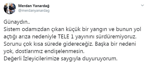 TELE1'de yangın çıktı, yayın yapılamıyor! - Resim: 1