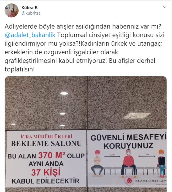 İstanbul Adalet Sarayı'ndaki cinsiyetçi afişlere tepki - Resim: 1