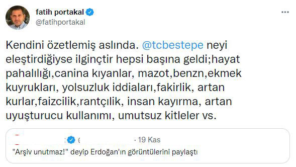 Fatih Portakal: Erdoğan Neyi Eleştirdiyse Başına Geldi - Resim: 1