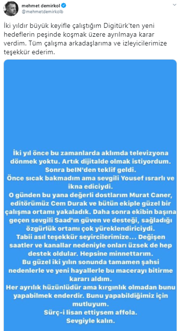 Ünlü yorumcu Mehmet Demirkol, beIN Sports'tan ayrıldı! - Resim: 1