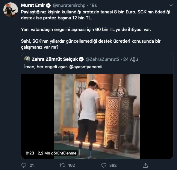 Bakanın namaz paylaşımına CHP'li Emir'den çarpıcı yanıt - Resim: 1