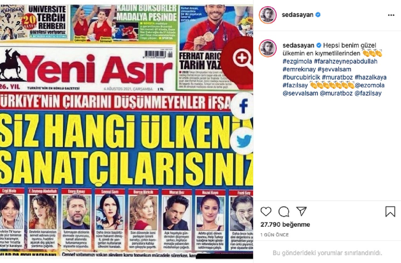 Seda Sayan'dan da Sanatçıları Hedef Gösteren Yeni Asır'a Tepki - Resim: 1