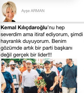Ayşe Arman'dan Kılıçdaroğlu'na: Benim gözümde artık bir parti başkanı değil gerçek bir lider - Resim: 1