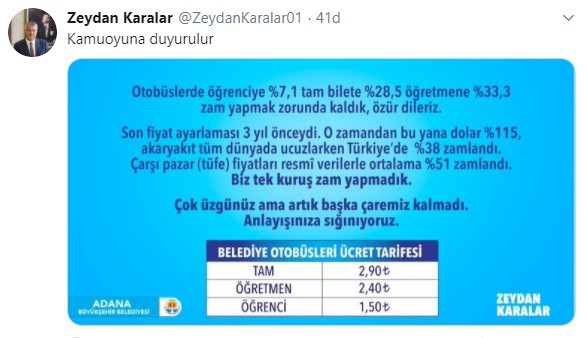 Zeydan Karalar, zam için vatandaştan özür diledi - Resim: 1