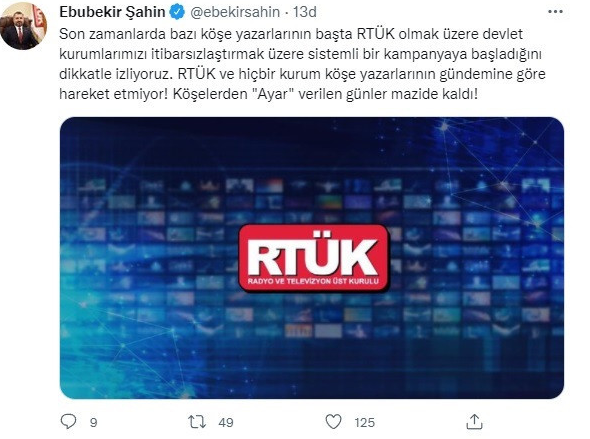 RTÜK Başkanı Şahin Bu Kez Muhalif Köşe Yazarlarını Hedef Aldı: Köşelerden Ayar Verilen Günler.. - Resim: 1
