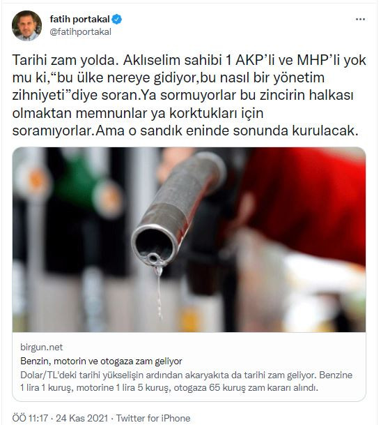 Fatih Portakal AKP ve MHP'lilere Seslendi: Aklıselim Sahibi Kimse Yok mu? - Resim: 1
