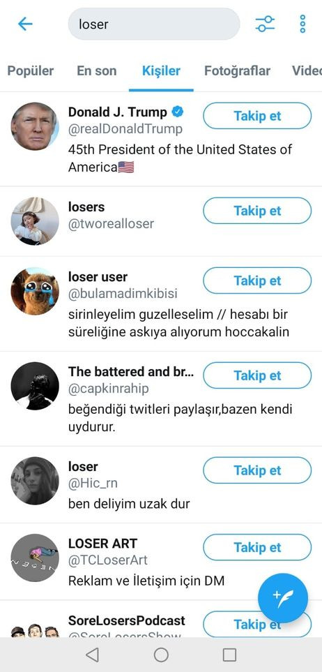 Twitter'da loser yazıp arayınca Trump çıkıyor - Resim: 1