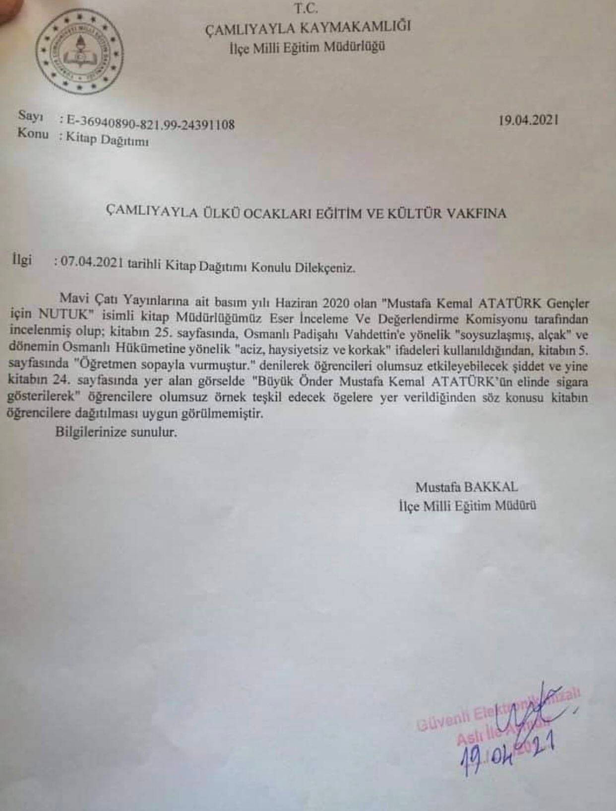 Skandal! Milli Eğitim Müdürlüğü Atatürk'ün Nutuk Kitabını Sakıncalı Buldu - Resim: 1